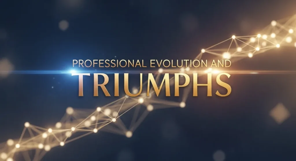 Chip Batchelder Net Worth concept showing professional evolution and triumphs with a golden network on a dark background.